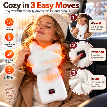 ❄️🔥Smart Heated Scarf, 3 Heat Settings, Ultra Soft Electric Neck Warmer for Winter, Women & Men🧣