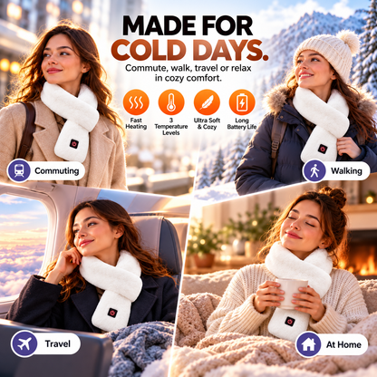 ❄️🔥Smart Heated Scarf, 3 Heat Settings, Ultra Soft Electric Neck Warmer for Winter, Women & Men🧣