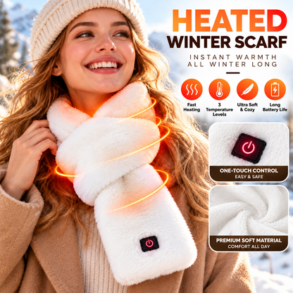 ❄️🔥Smart Heated Scarf, 3 Heat Settings, Ultra Soft Electric Neck Warmer for Winter, Women & Men🧣